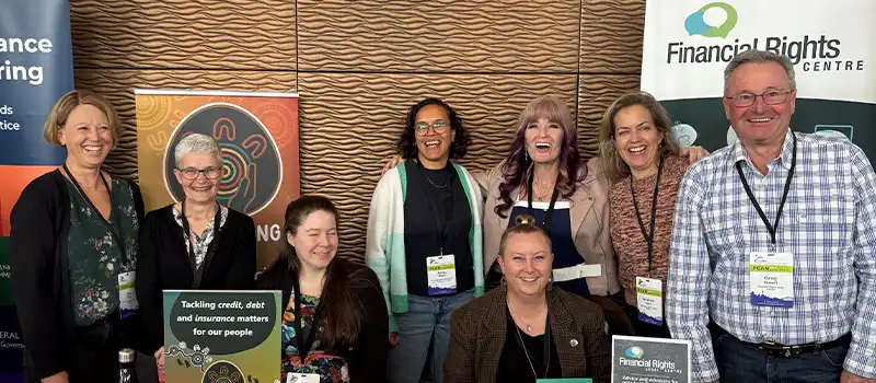 A group photo of the Financial Rights and Mob Strong team taken at the 2026 FCAN Conference